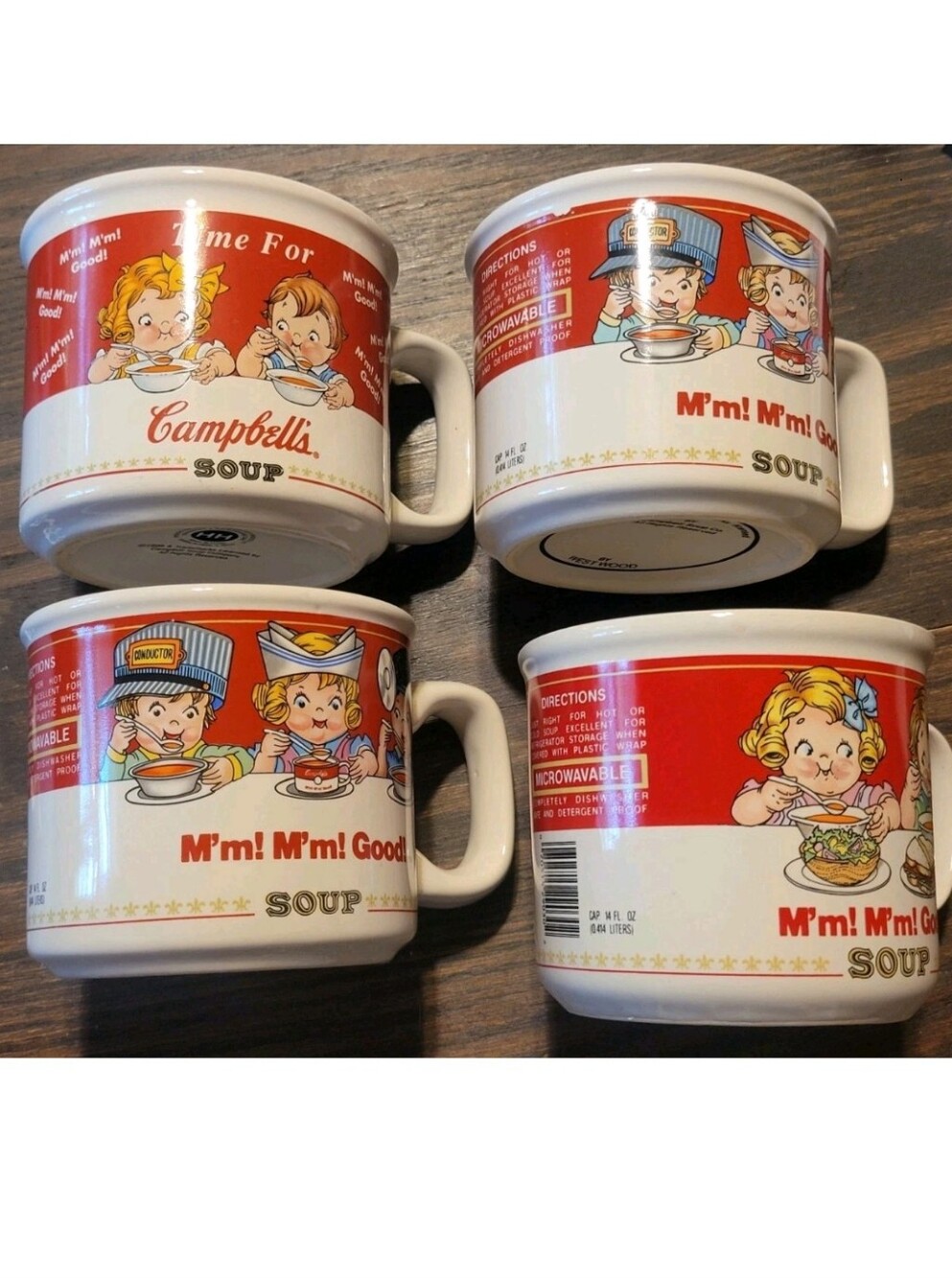 Vintage Campbell's Soup Mugs Set of 4 Cottage Core Retro Whimiscal Collectible